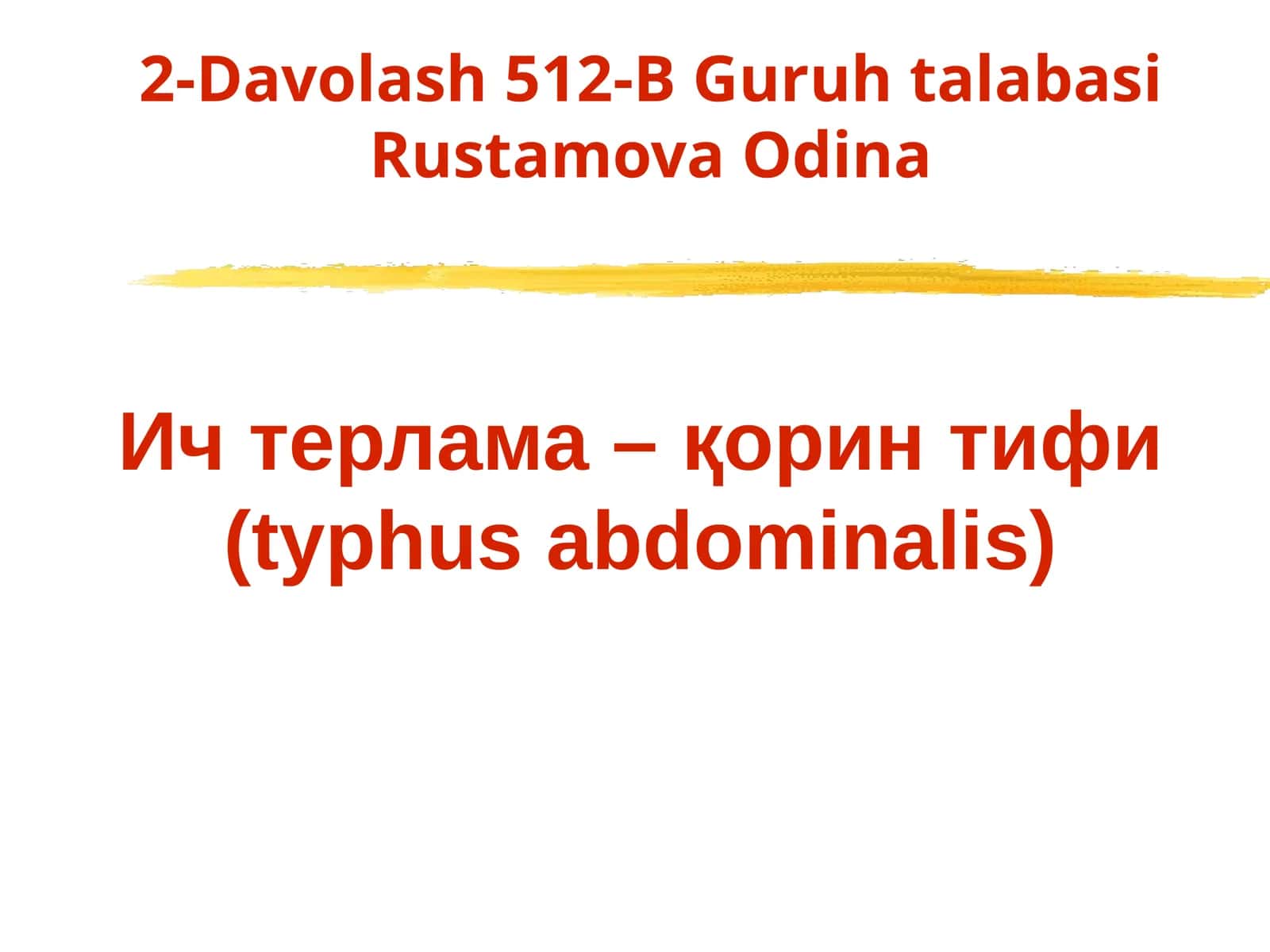 Ич терлама –қорин тифи (typhus abdominalis)