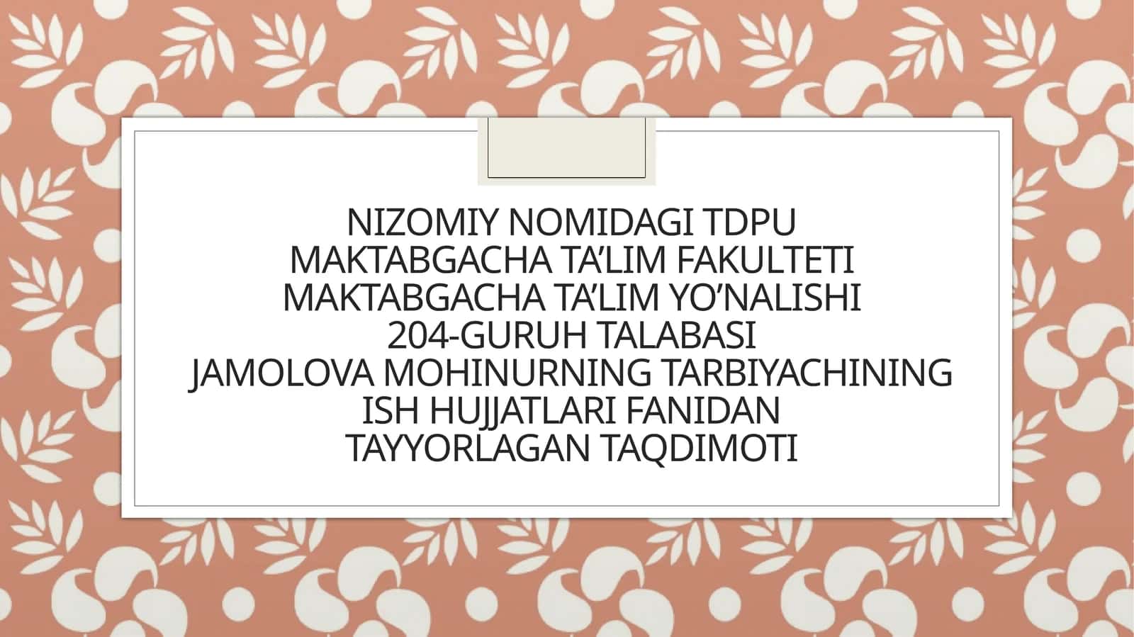 Davomatni qaydetish daftari