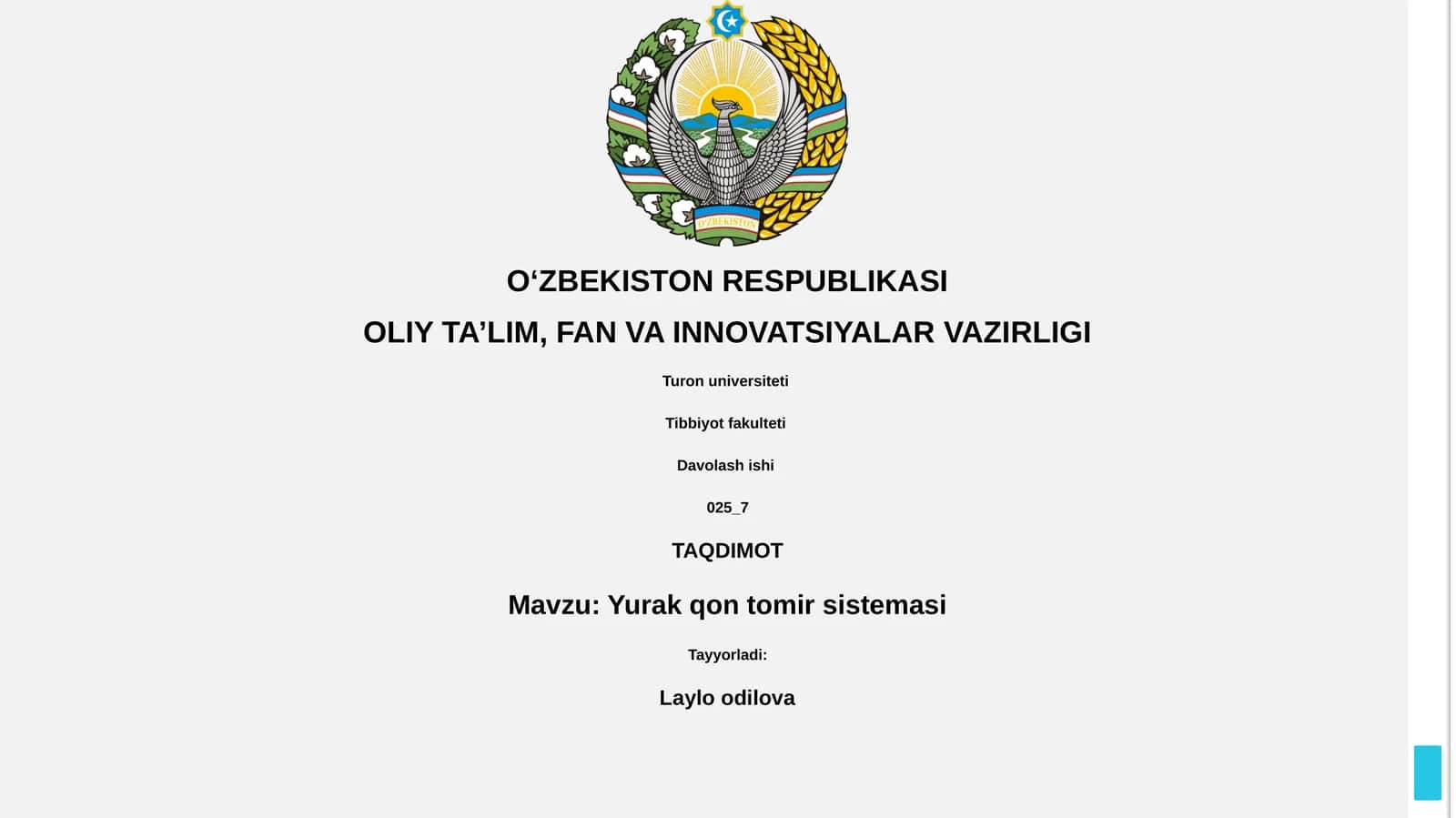 Yurak qon tomir sistemasi