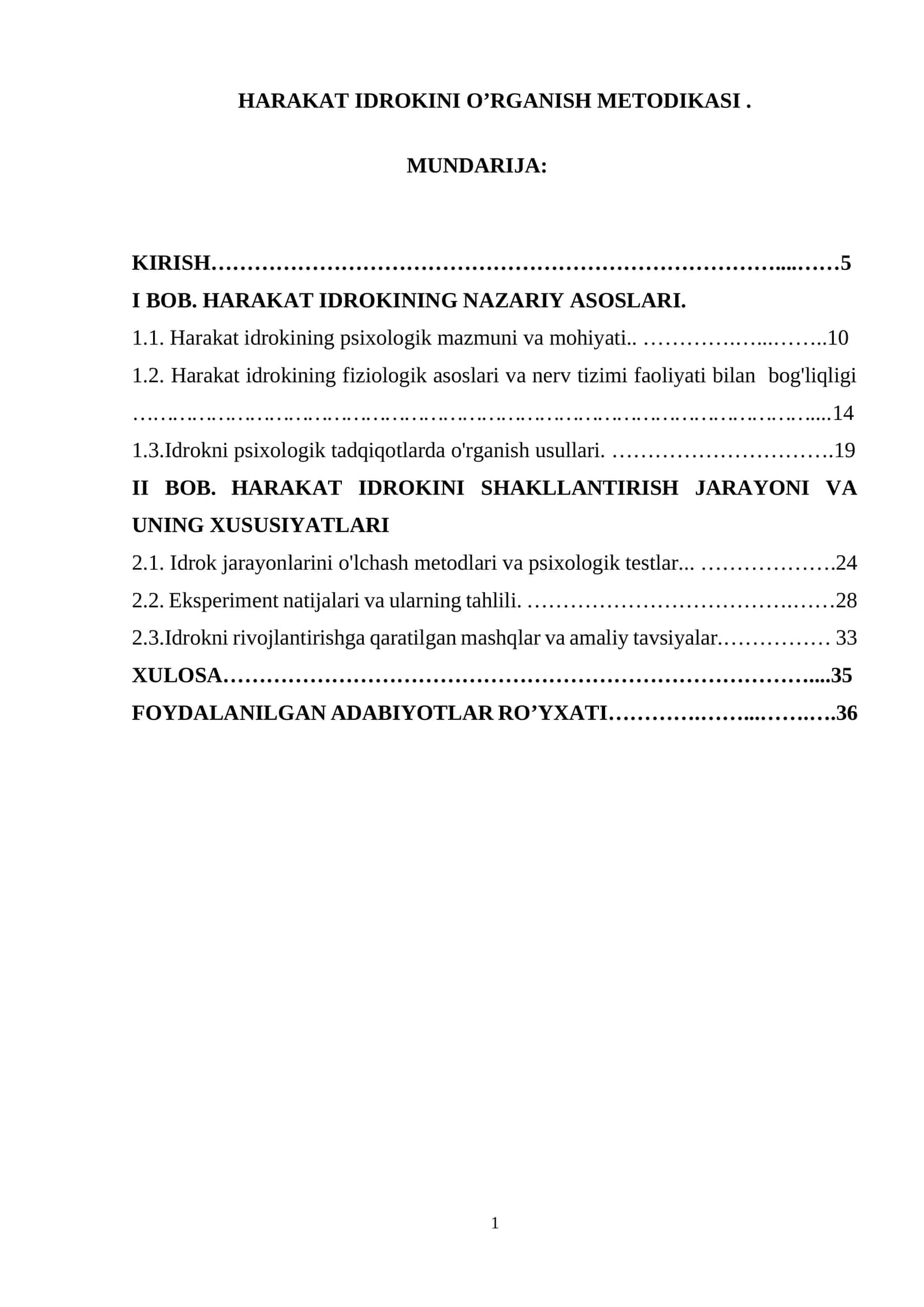 HARAKAT IDROKINI O’RGANISH METODIKASI .