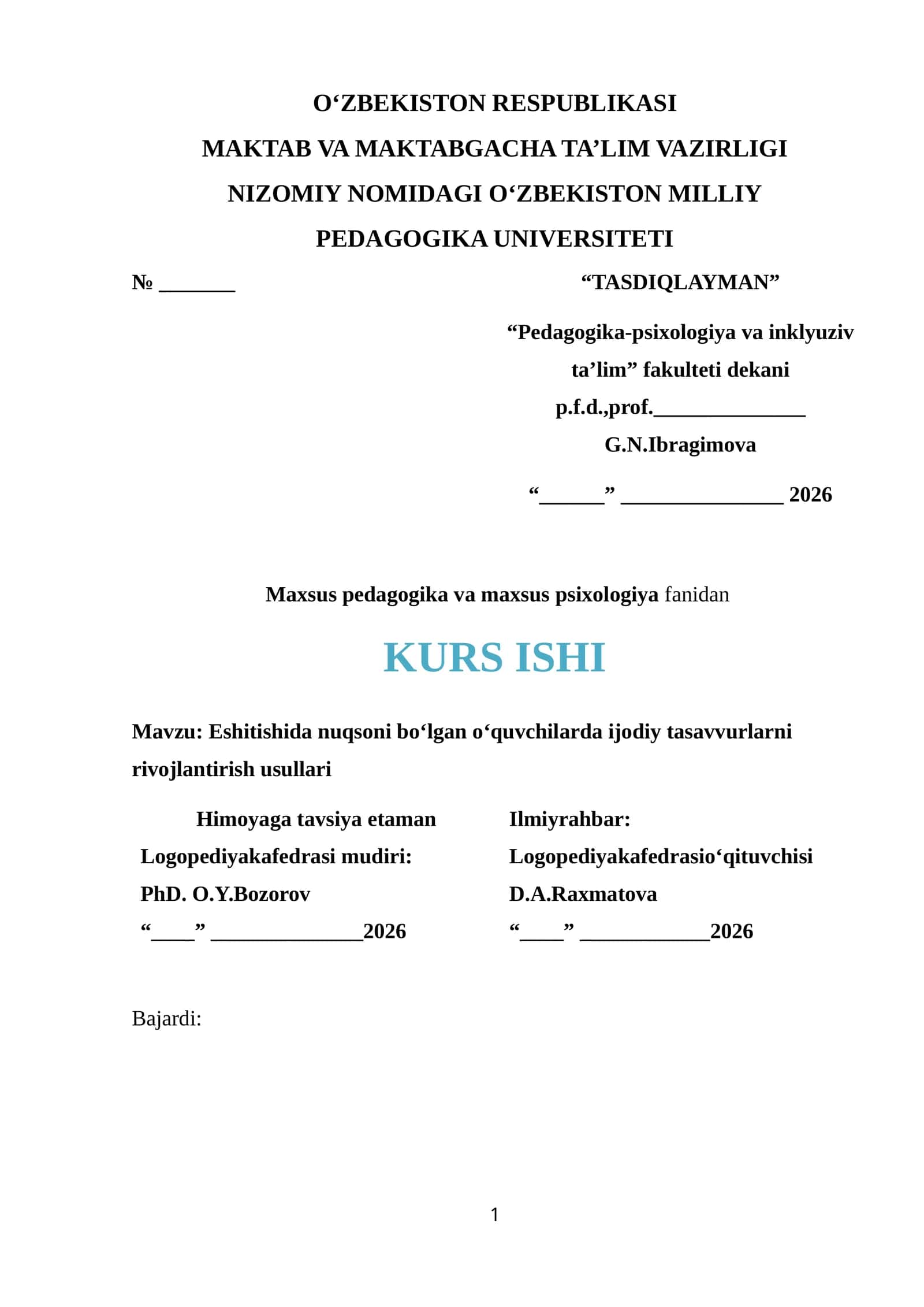 Eshitishida nuqsoni bo‘lgan o‘quvchilarda ijodiy tasavvurlarni rivojlantirish usullari