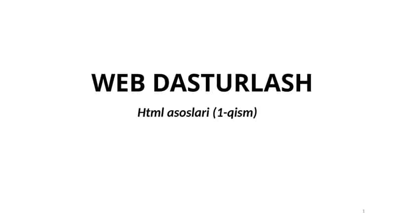 WEB DASTURLASH