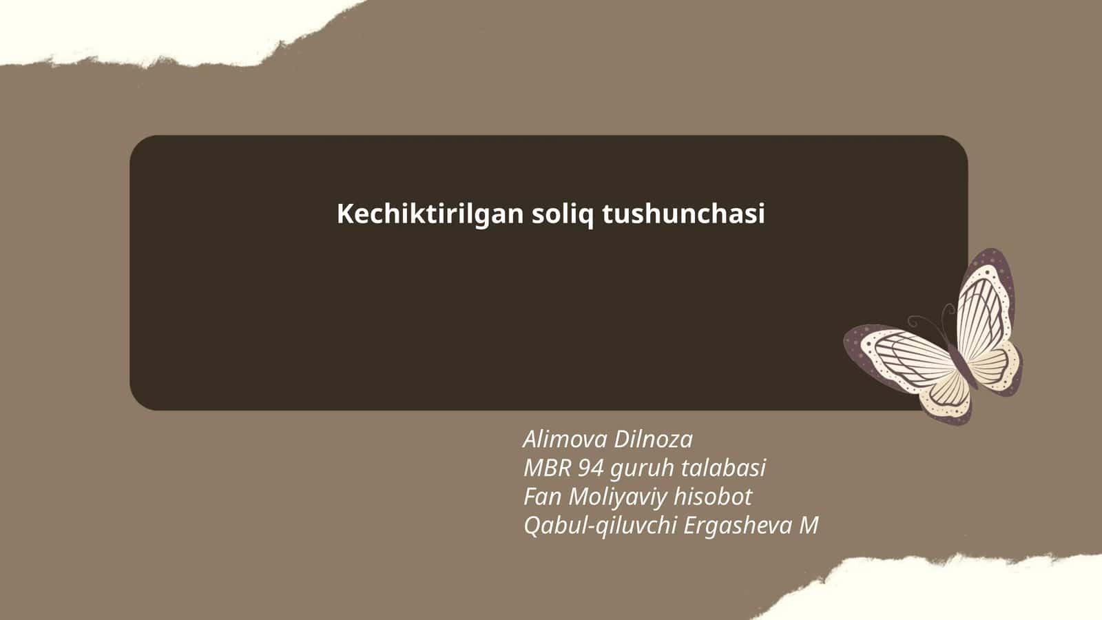 Kechiktirilgan soliq tushunchasi