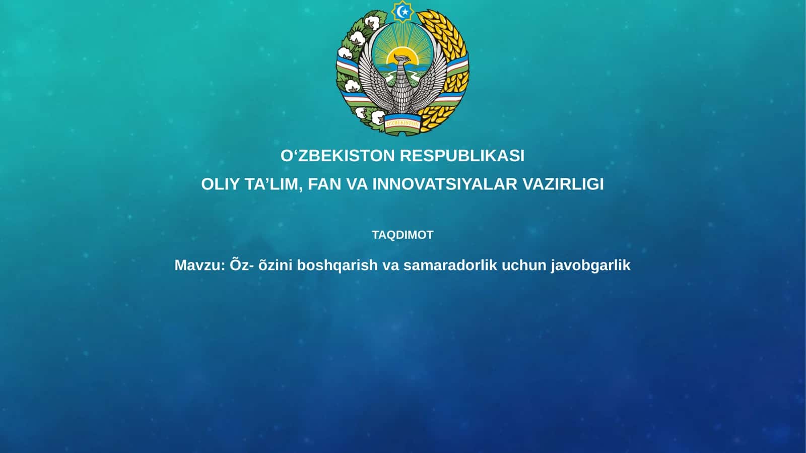 O'z-o'zini boshqarish va samaradorlik