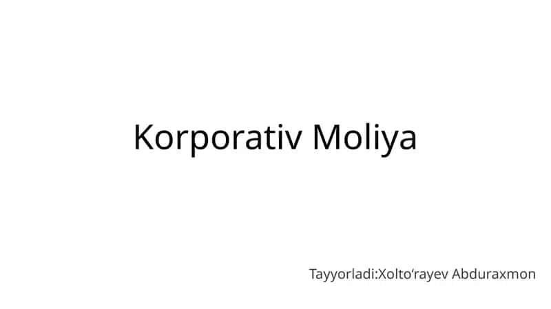Korporativ Moliya