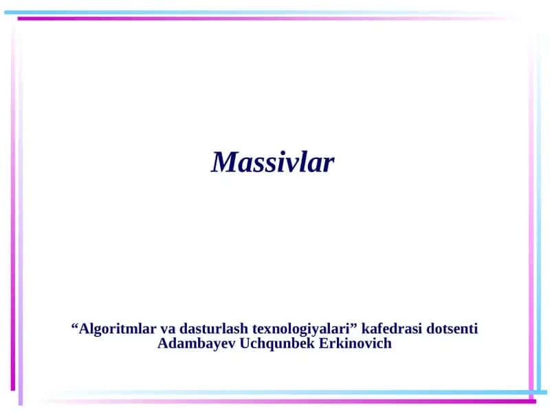 Massivlar