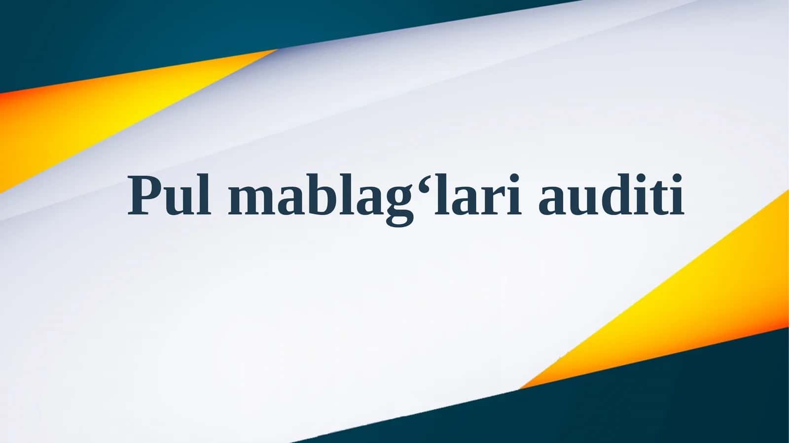 Pul mablag‘lari auditi.