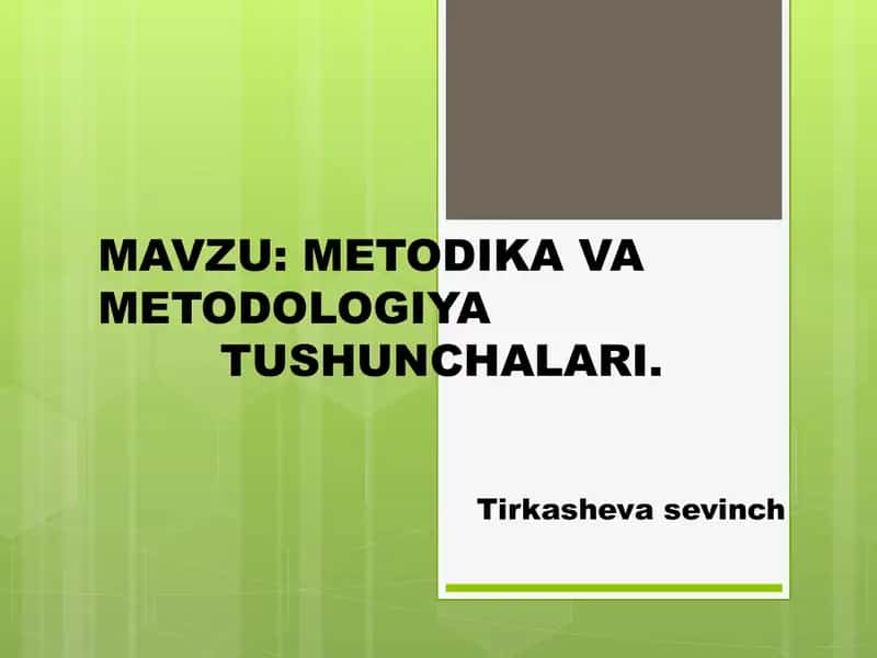 Metodika va Metodologiya