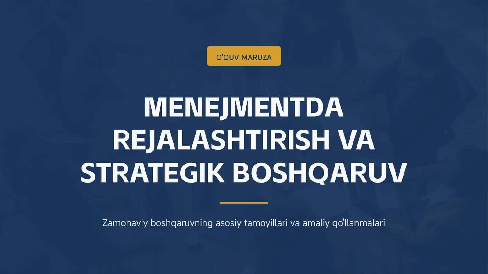 Menejmentda strategik rejalashtirish