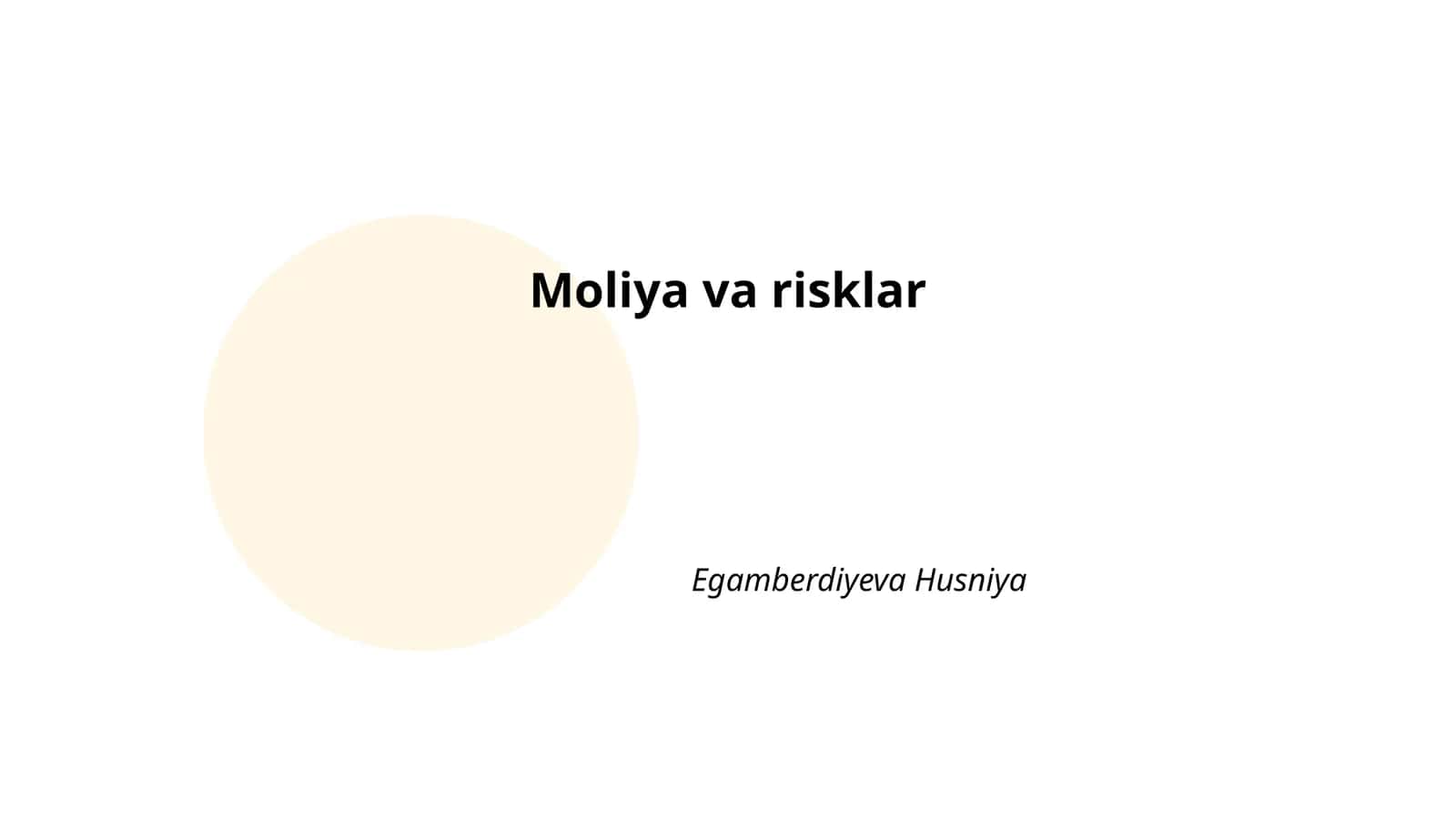 Moliya va risklar