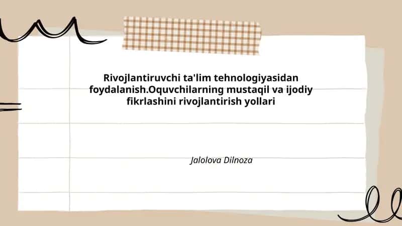 Rivojlantiruvchi ta'lim tehnologiyasidan foydalanish