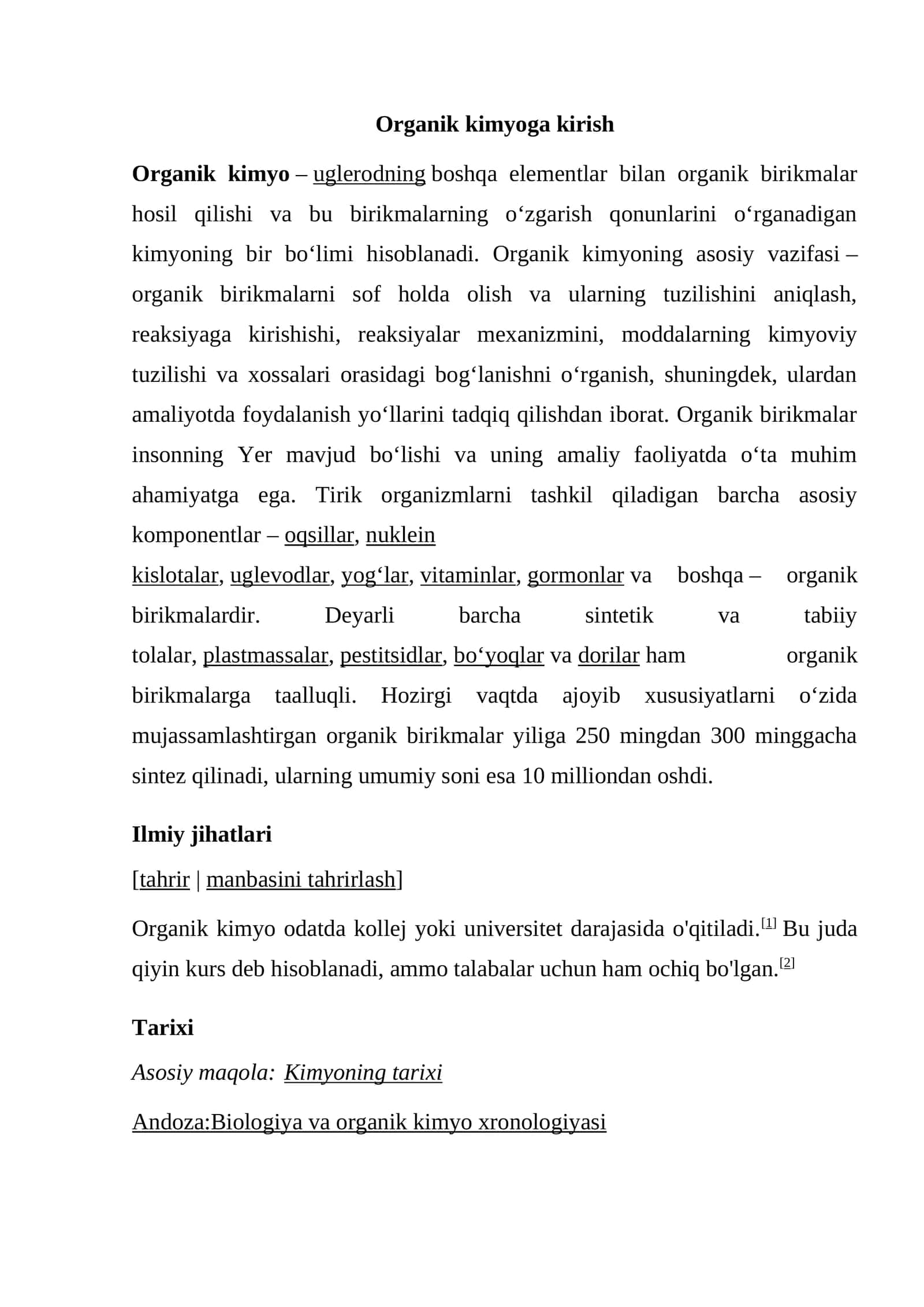 Organik kimyo
