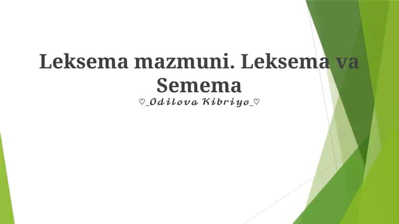 Leksema va Semema