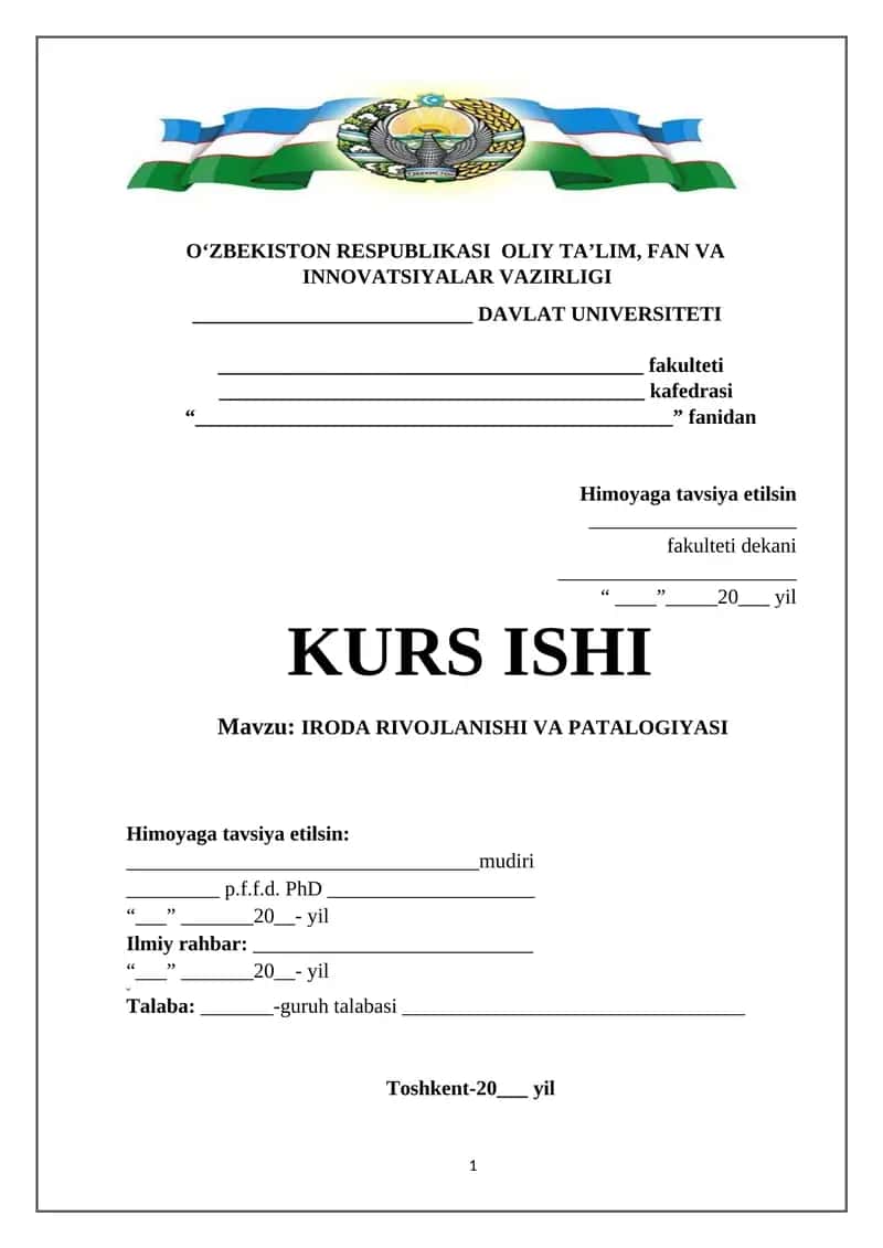 IRODA RIVOJLANISHI VA PATOLOGIYASI