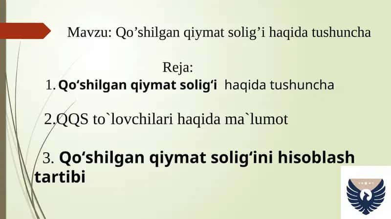 Qo’shilgan qiymat soliği haqida tushuncha