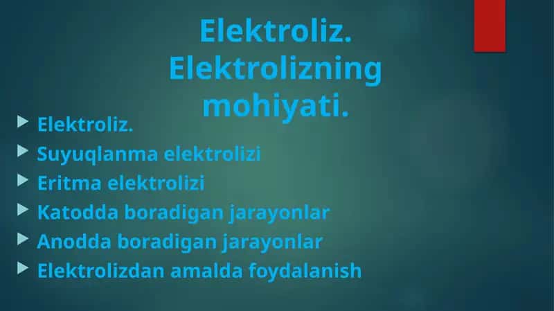 Elektrolizningmohiyati
