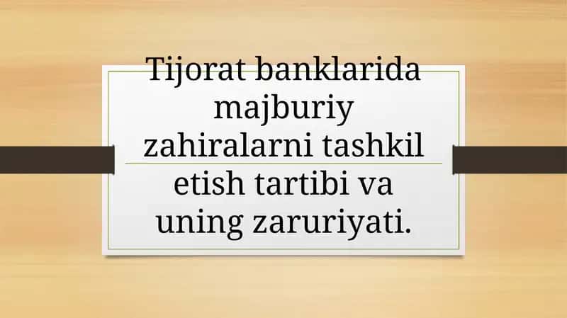 Majburiy zahiralarni tashkil etish tartibi va uning zaruriyati