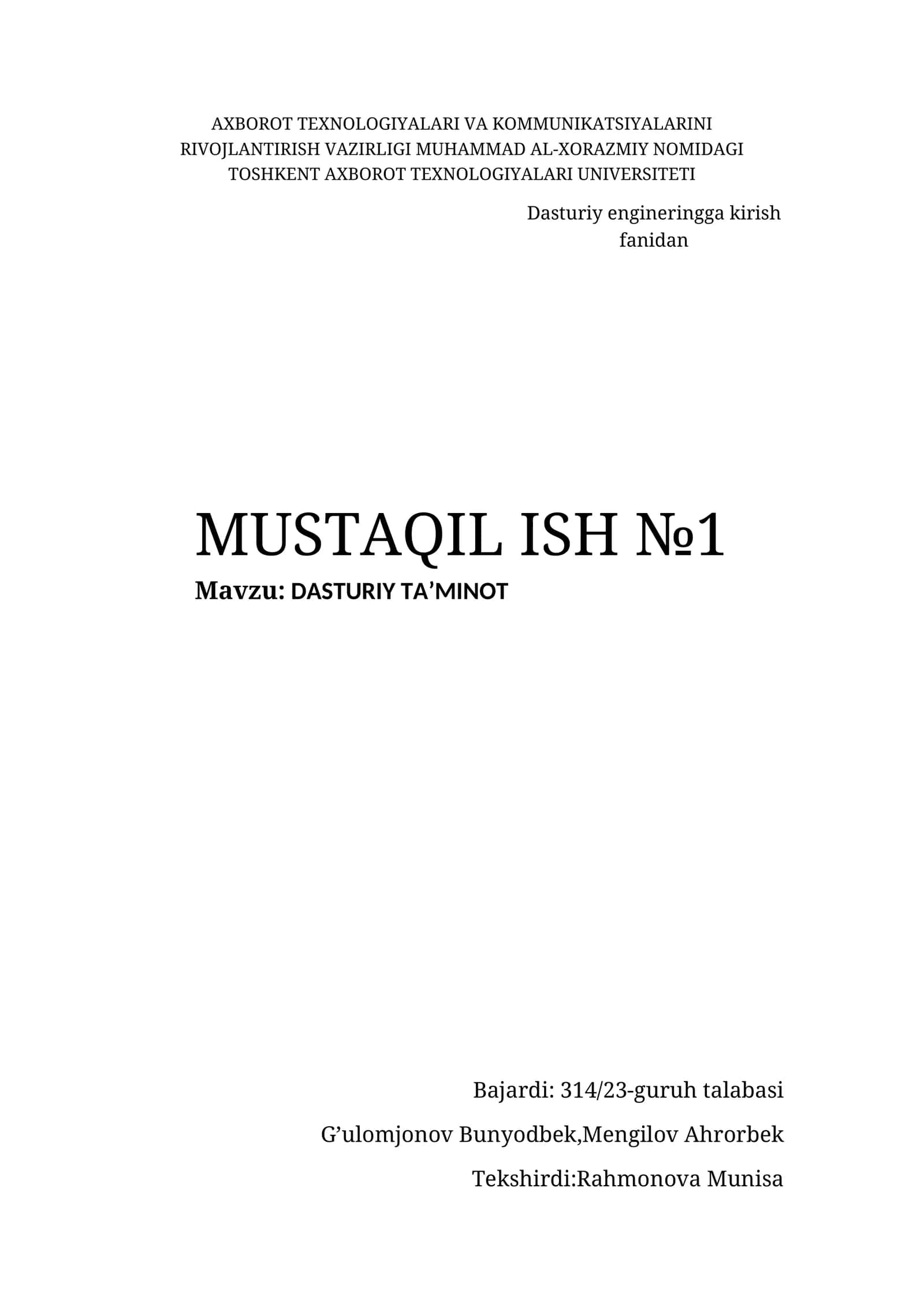 Dasturiy ta’minot