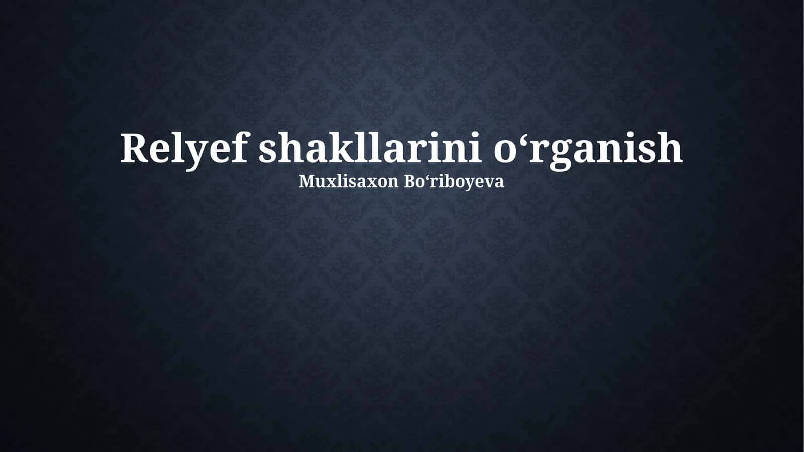 Relyef shakllarini oʻrganish