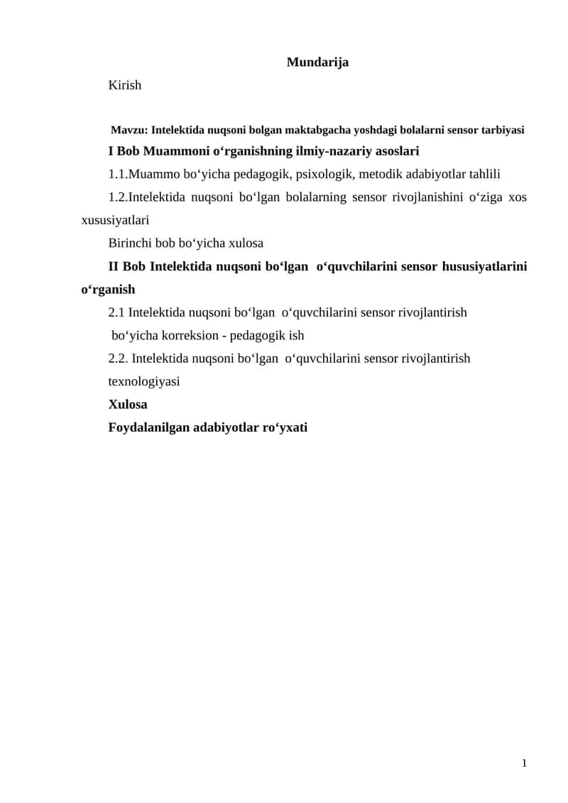 Intelektida nuqsoni bolgan maktabgacha yoshdagi bolalarni sensor tarbiyasi