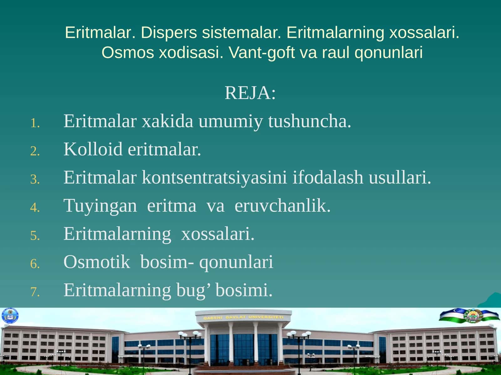Eritmalar xakida umumiy tushuncha