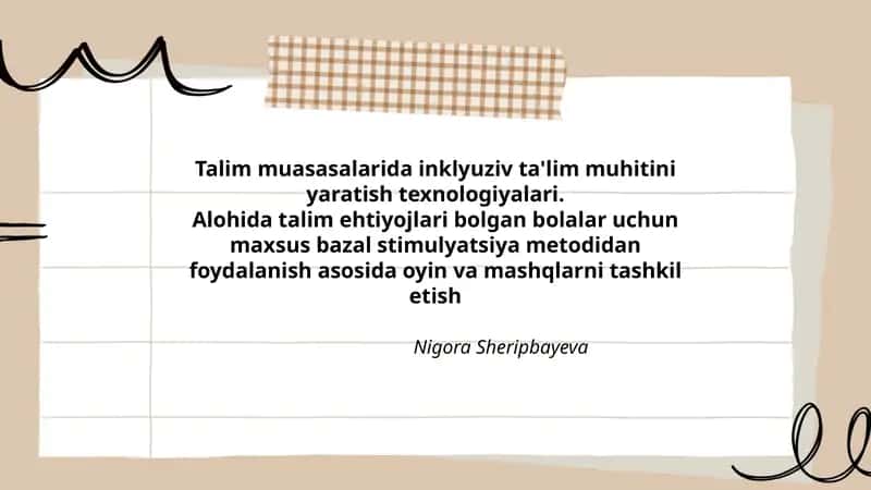 Talim muasasalarida inklyuziv ta'lim muhitini yaratish texnologiyalari
