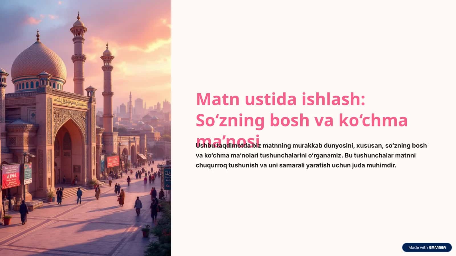 Matn ustida ishlash: So‘zning bosh va ko‘chma ma’nosi