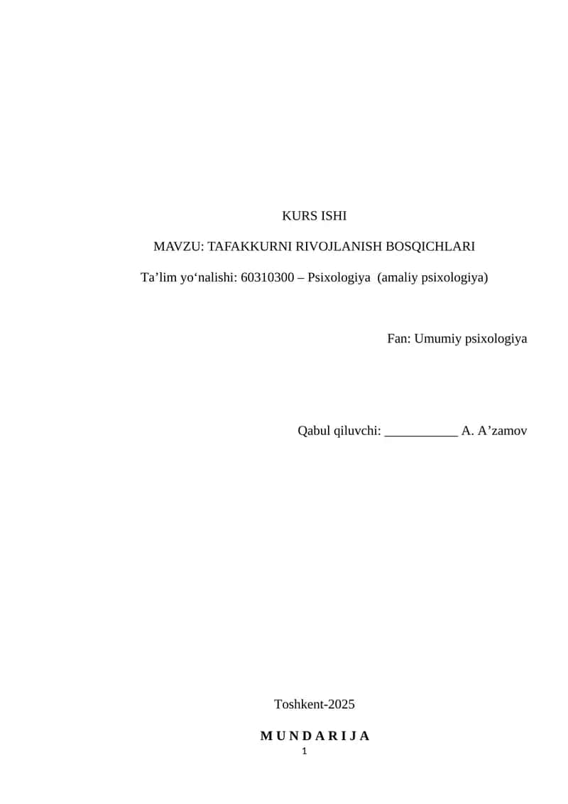 TAFAKKURNI RIVOJLANISH BOSQICHLARI