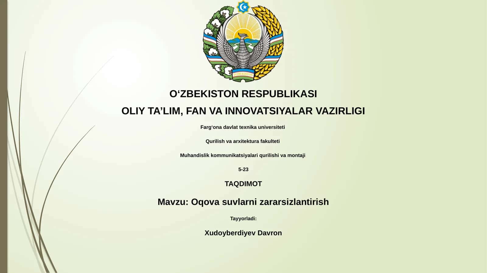 Oqova suvlarni zararsizlantirish