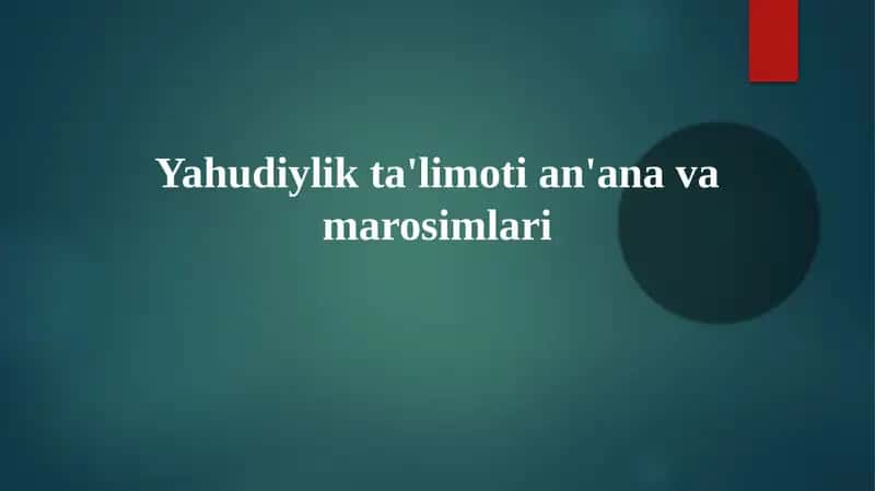 Yahudiylikta'limotian'anavamarosimlari