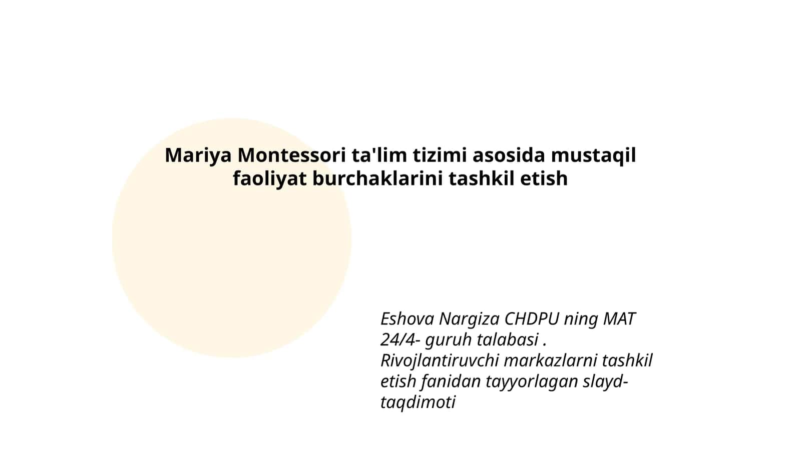 Mariya Montessori ta'lim tizimi