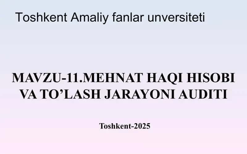 Mehnat haqi hisobi va to'lash jarayoni audit