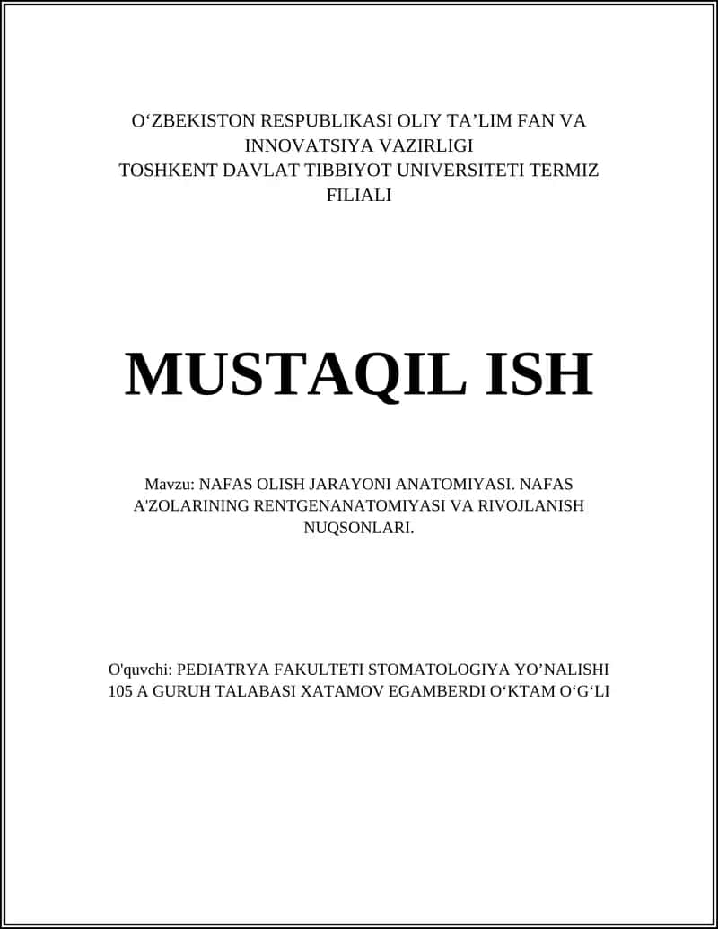 NAFAS OLISH JARAYONI ANATOMIYASI