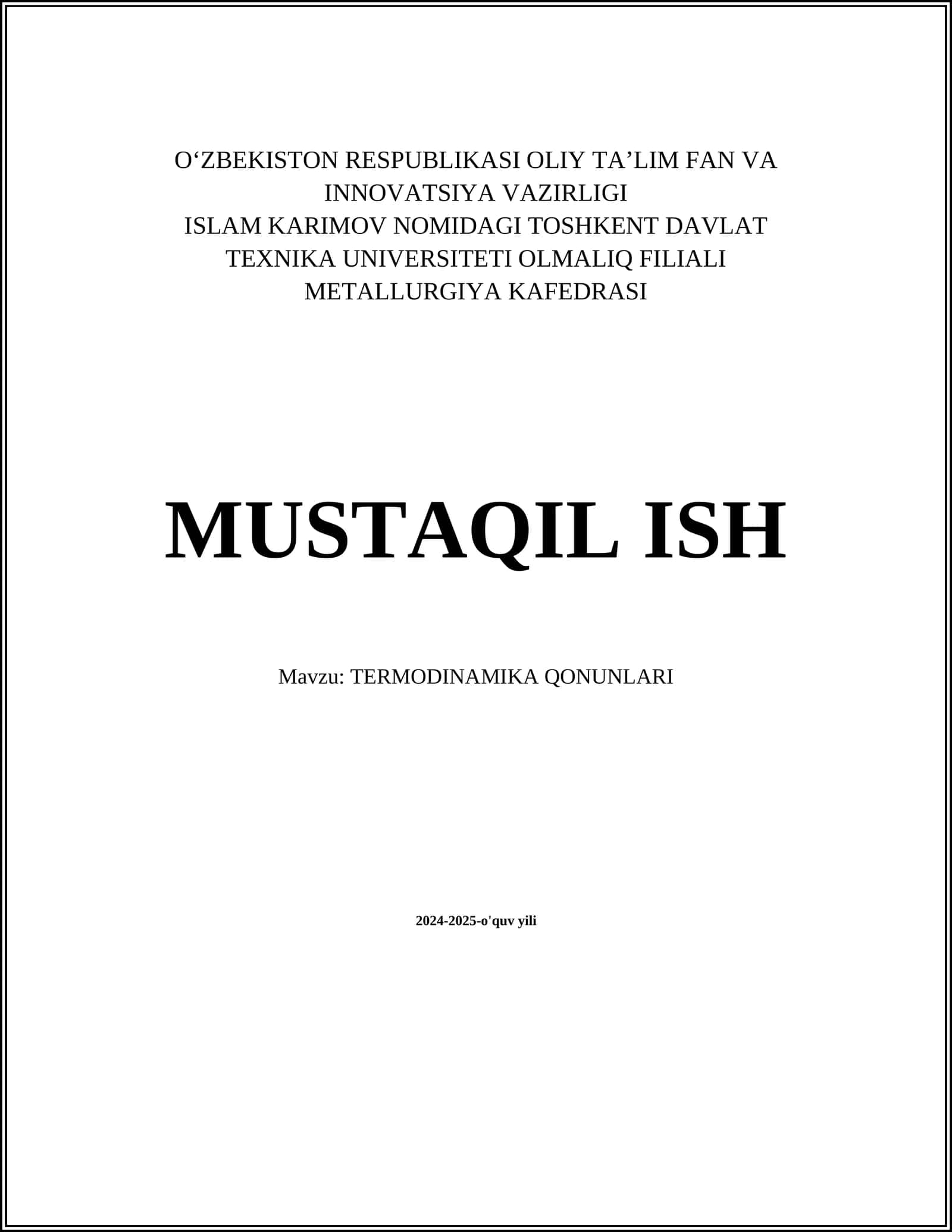TERMODINAMIKA QONUNLARI