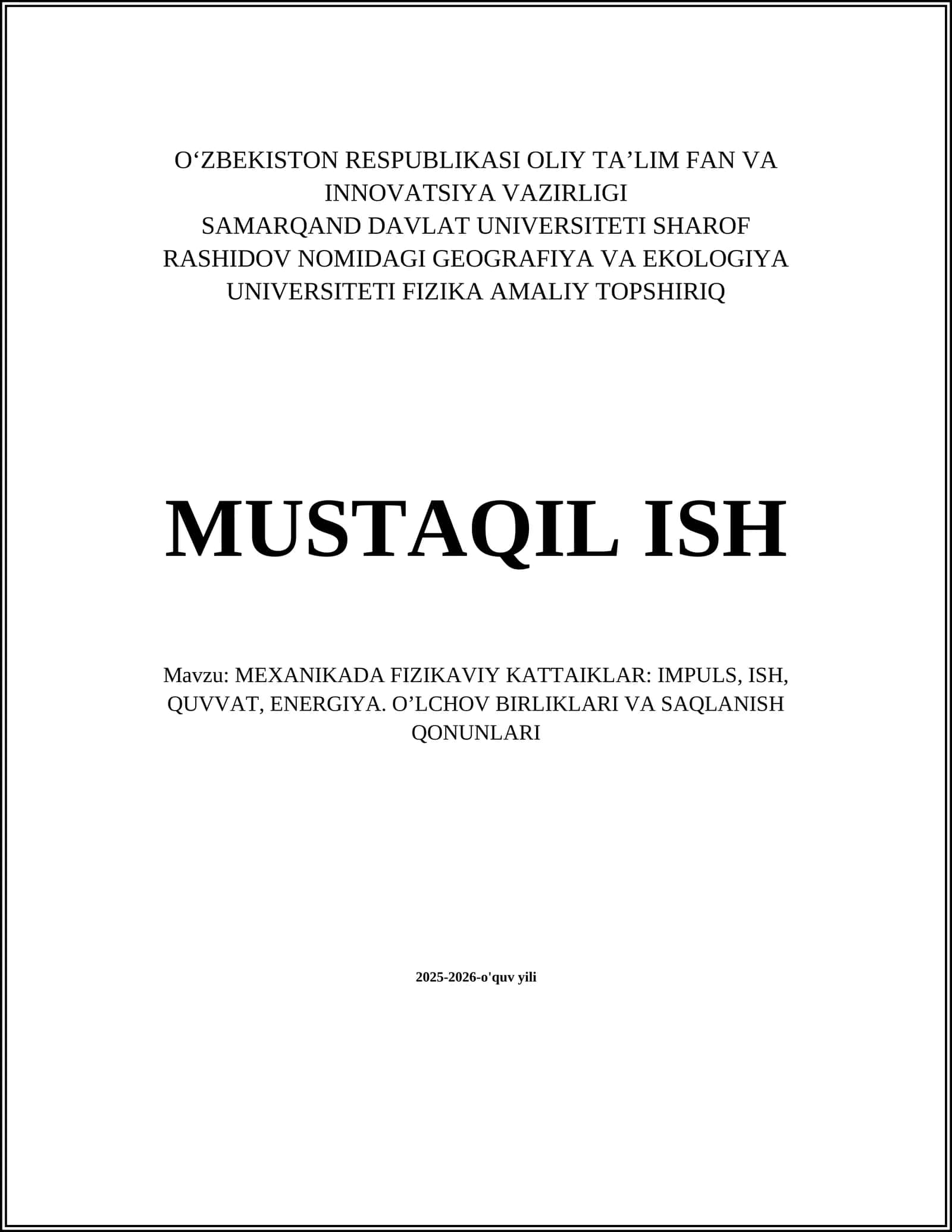 GEOGRAFIYA VA EKOLOGIYA UNIVERSITETI