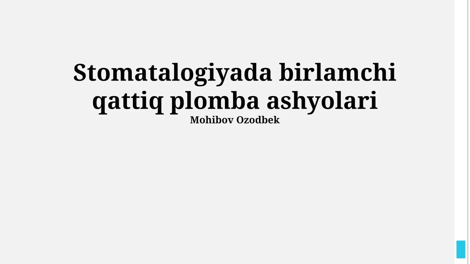 Stomatalogiyada birlamchi qattiq plomba ashyolari