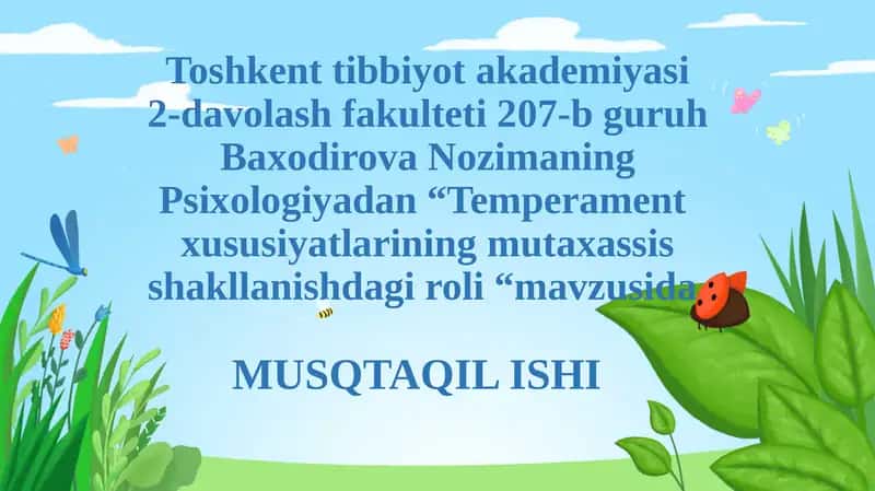 Temperamentning mutaxassislik shakllanishi