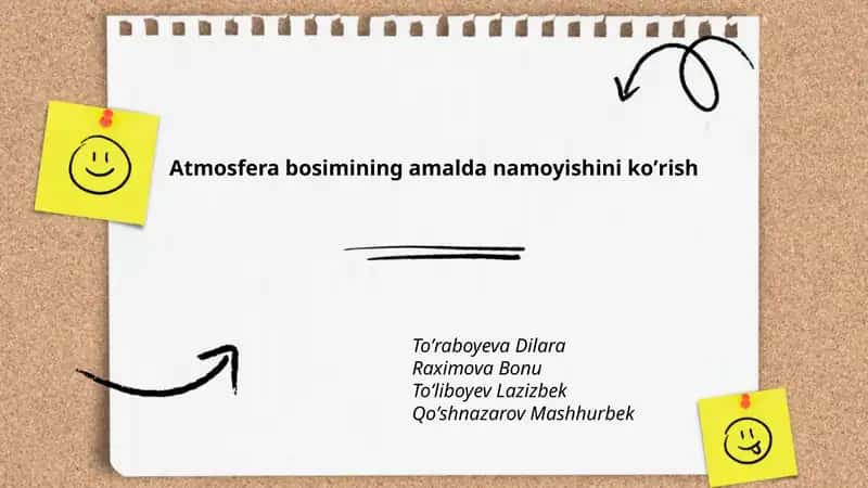 Atmosfera bosimining amalda namoyishini koʼrish