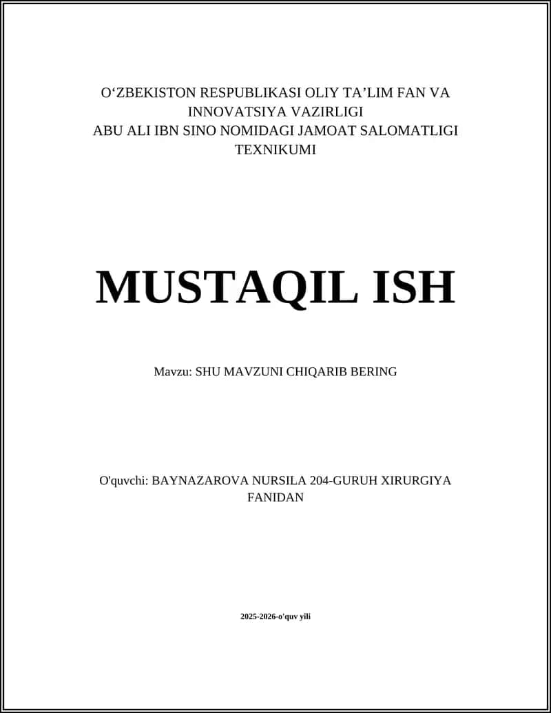 SHU MAVZUNI CHIQARIB BERING