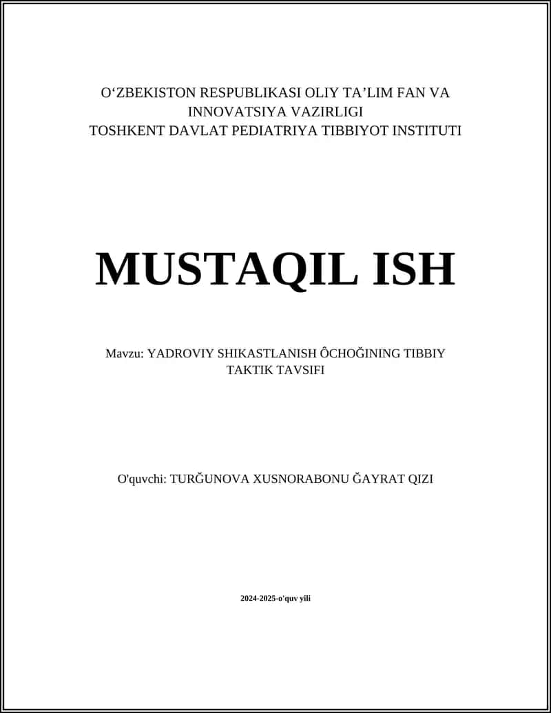 Yadroviý shikastlanish ôchoġining tibbiy taktil tavsifi