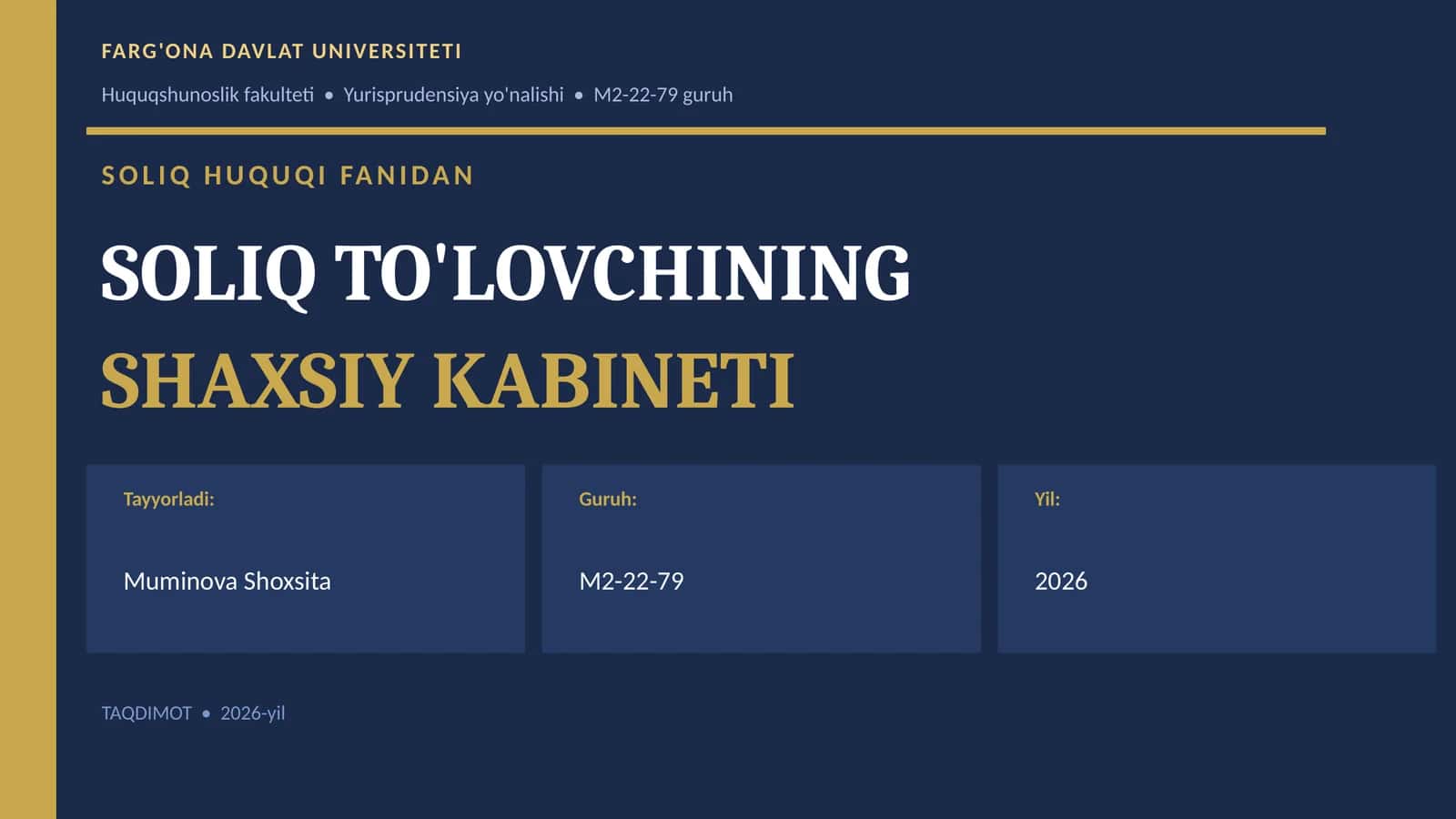 SOLIQ TO'LOVCHINING SHAXSIY KABINETI