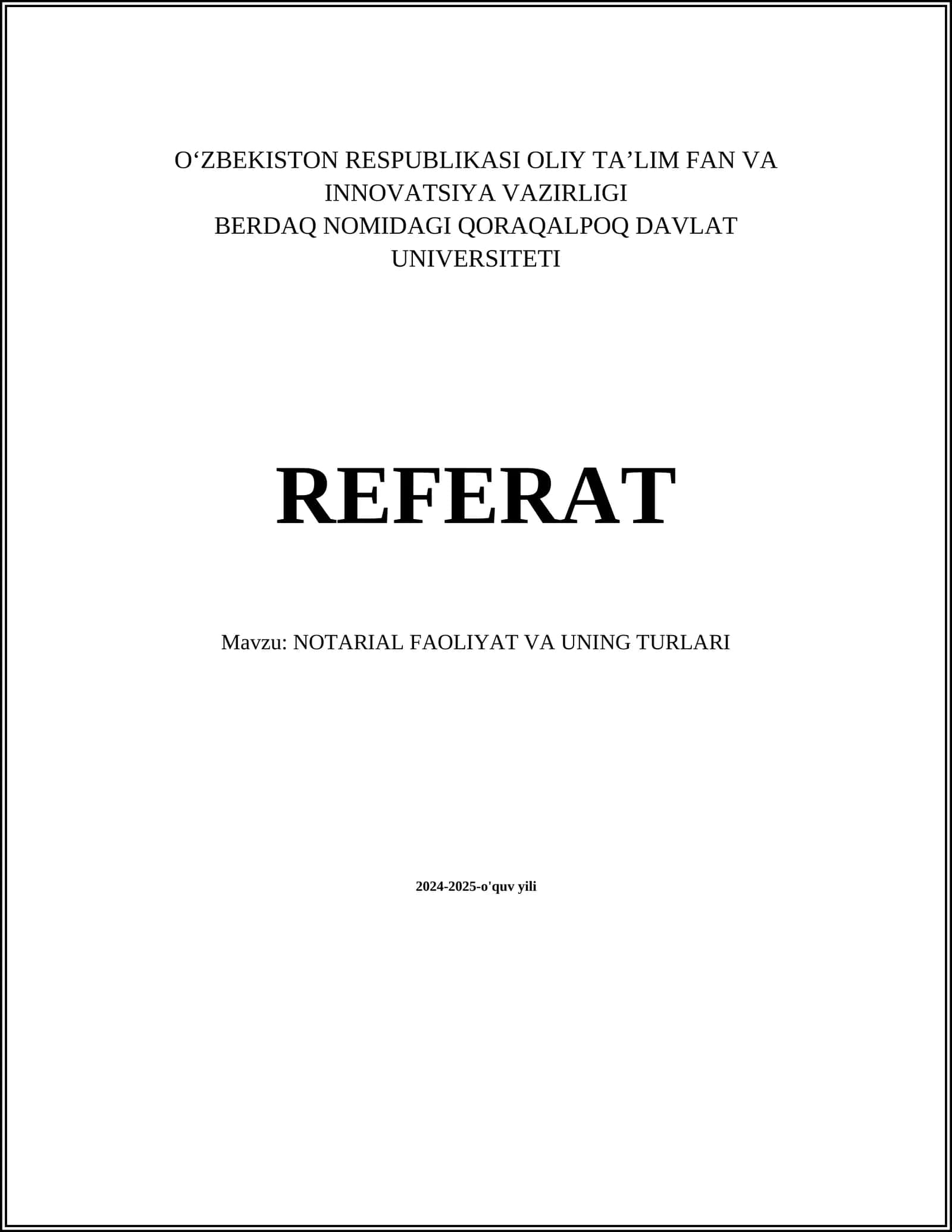 NOTARIAL FAOLIYAT VA UNING TURLARI