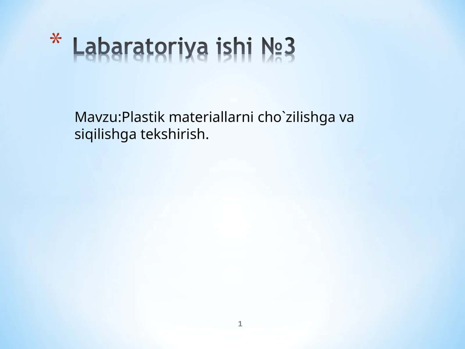 Plastik materiallarni cho`zilishga va siqilishga tekshirish