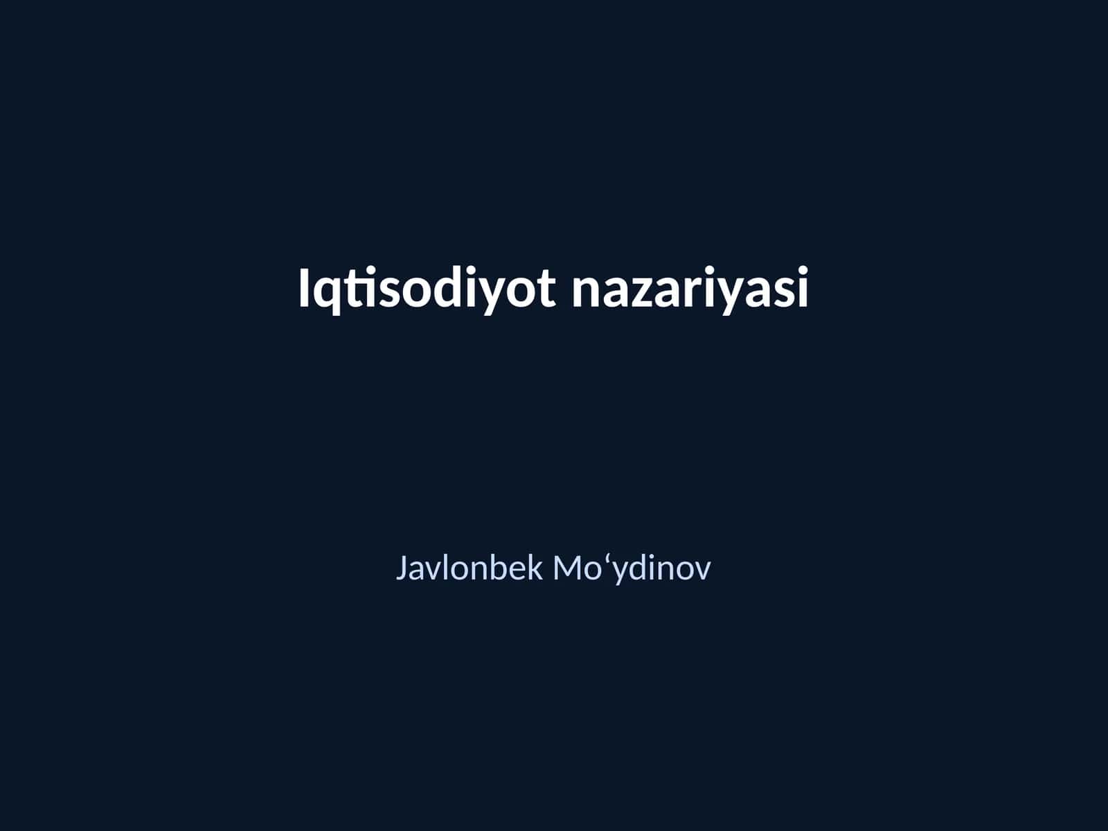 Iqtisodiyot nazariyasi
