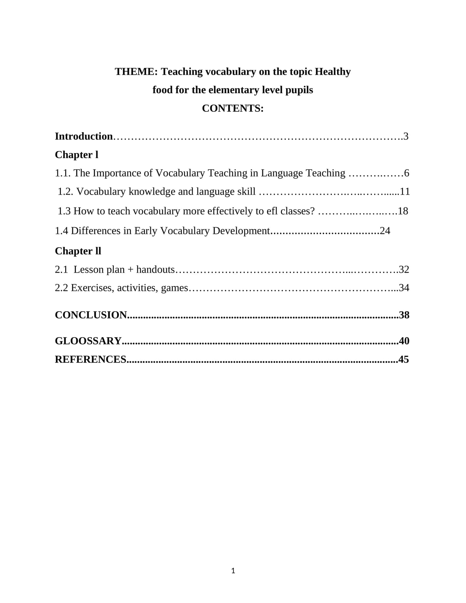 Teaching vocabulary on the topic Healthy food for the elementary level pupils
