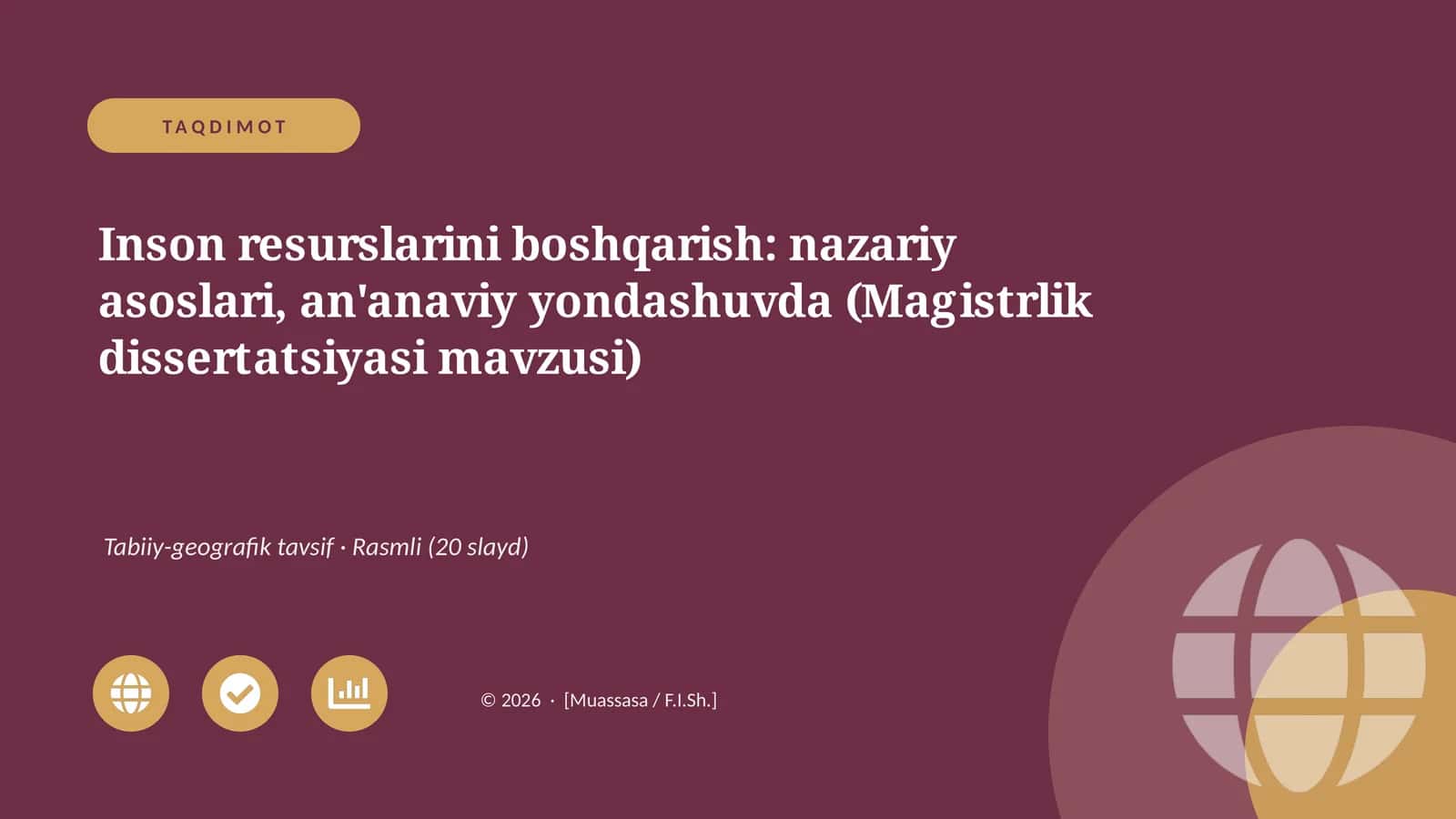 Inson resurslarini boshqarish: nazariy asoslari, an'anaviy yondashuvda (Magistrlik dissertatsiyasi mavzusi)