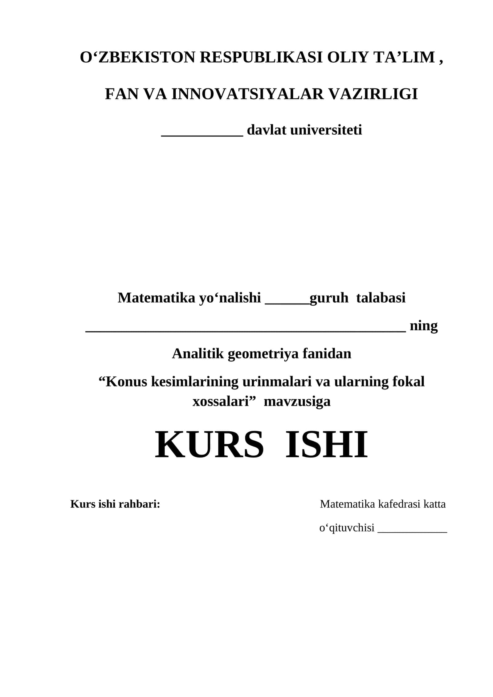 Konus kesimlarining urinmalari va ularning fokal xossalari