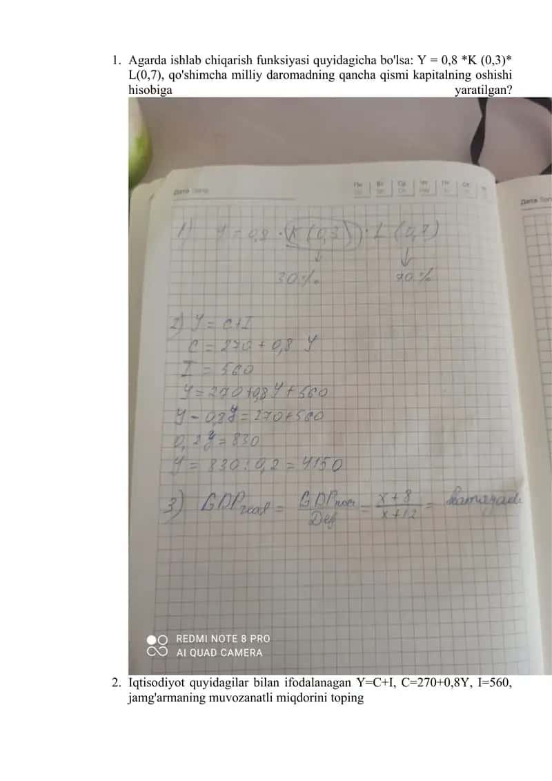 Makroiqtisodiyot masalalar javobi