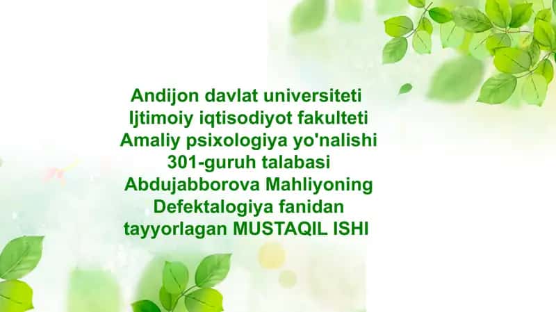 Bolalarda Eshitish Nuqsonlari