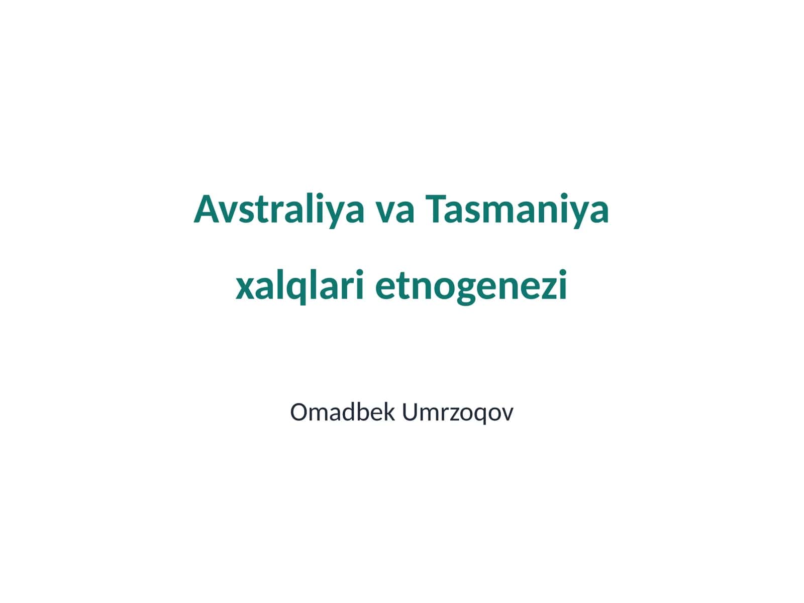 Avstraliya va Tasmaniya xalqlari etnogenezi